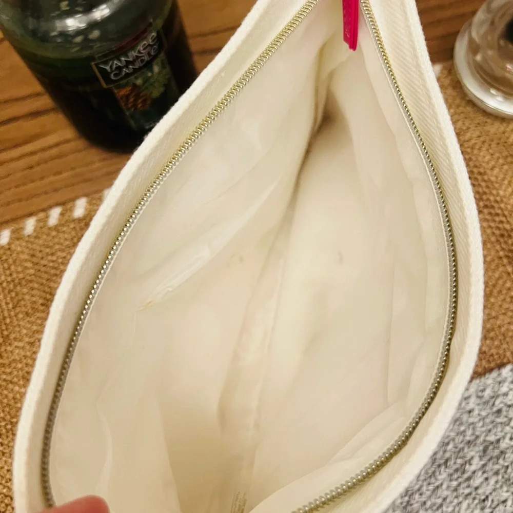 Philosophy LOVE Cosmetic Bag Makeup Pouch Ivory Pink Red Zip